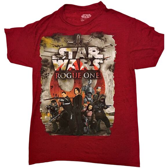 Star Wars Rogue One Red T-Shirt Size Small Poster of Characters Rebel Crew Andor - Picture 7 of 9